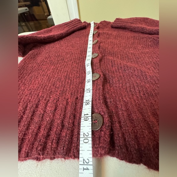 TOAST Burgundy Wool Knit Button-Front Sweater • Cozy Cardigan • Size M - Picture 8 of 16